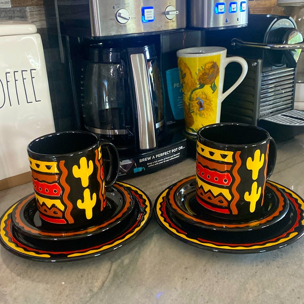 Waechtersbach mugs, saucers and dessert plates. Made in Germany